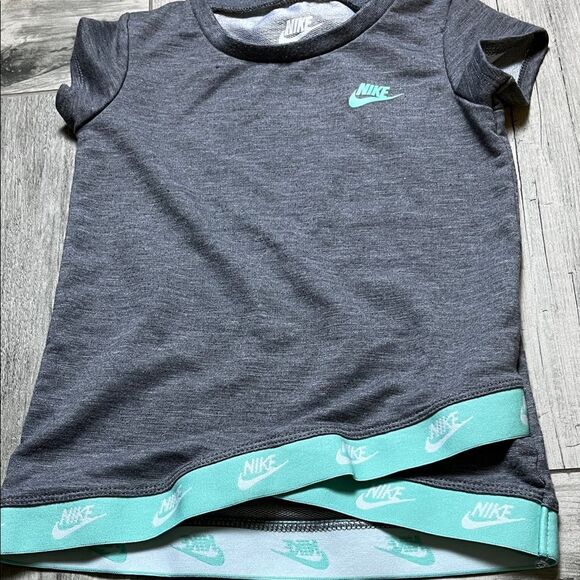 Nike Kids Charcoal and Aqua Short Sleeve Tee| size:24M - Picture 6 of 6
